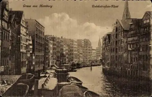Ak Hamburg Mitte Altstadt, Deichstraßen-Fleet, Boote