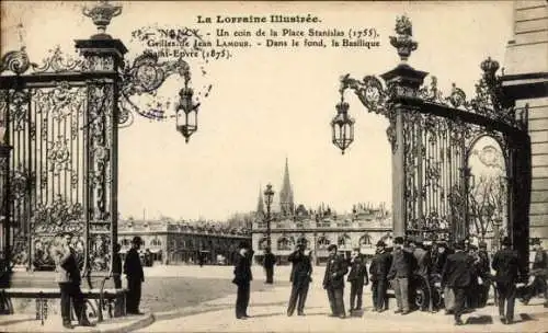 Ak Nancy Meurthe et Moselle, Place Stanlislas, Gitter von Jean Lamour, Basilika St. Epvre