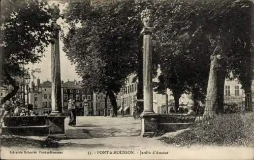 Ak Monsunbrücke Mussenbrück Lothringen Meurthe et Moselle, Garten der Liebe