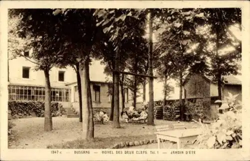 Ak Bussang Vosges, Hotel des deux Clefs, Sommergarten