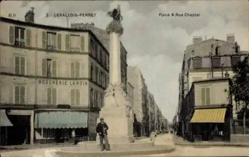 Ak Levallois Perret Hauts de Seine, Place et Rue Chaptal