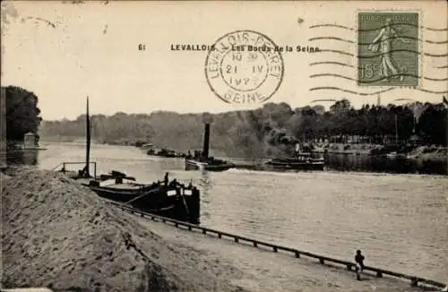 Ak Levallois Perret Hauts de Seine, Les Bords de la Seine