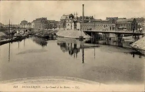 Ak Dunkerque Dünkirchen Nord, Canal, Bains