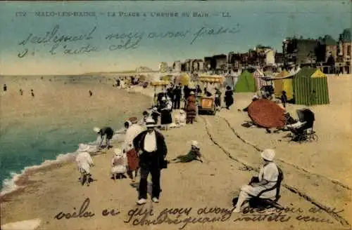 Ak Malo les Bains Nord, La Plage a l'heure du Bain