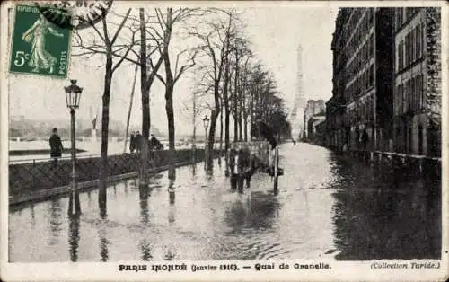 Ak Paris, Quai de Grenelle, Hochwasser Januar 1910