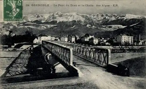 Ak Grenoble Isère, Le Pont du Dac, la Cain des Alpes