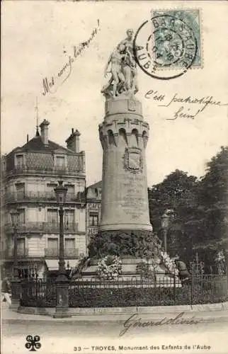 Ak Troyes Aube, Monument des Enfants