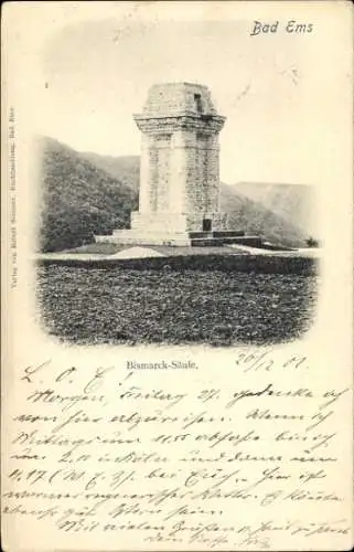 Ak Bad Ems an der Lahn, Bismarck-Säule