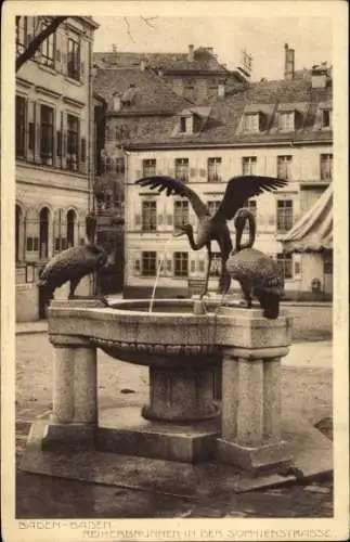 Ak Baden Baden am Schwarzwald, Reiherbrunnen, Sophienstraße