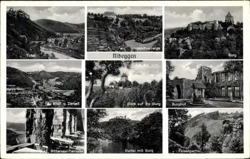 Ak Nideggen in der Eifel, Jugendherberge, Burg, Felsenpartie, Rittersaal-Terrasse, Blick von Zerkalt