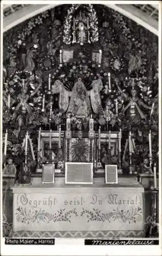 Foto Ak Harlaching München, Marienklause, Altar, Gegrüßt seist Du Maria!