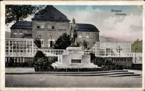 Ak Bingen am Rhein, Festhalle und Denkmal Ludwig IV