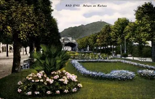 Ak Bad Ems an der Lahn, Kurhaus, Park, Teilansicht