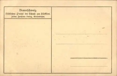 Ak Braunschweig in Niedersachsen, Schule, Südklint, Portal