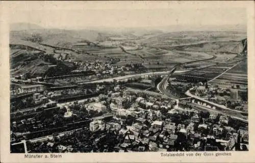 Ak Bad Münster am Stein Bad Kreuznach an der Nahe, Blick von der Gans, Gesamtansicht