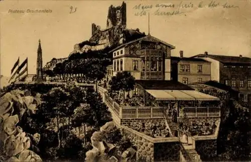 Ak Königswinter am Rhein, Drachenfels, Plateau