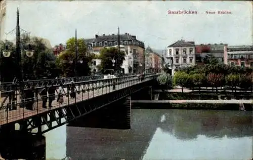 Ak St. Johann Saarbrücken im Saarland, Saar mit neuer Brücke