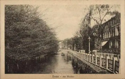 Ak Bonn am Rhein, Weiher, Boot