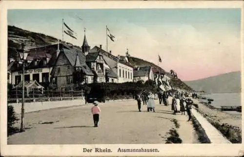 Ak Assmannshausen Rüdesheim am Rhein, Teilansicht