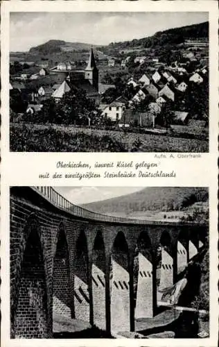 Ak Oberkirchen Schmallenberg im Sauerland, Gesamtansicht, Steinbrücke