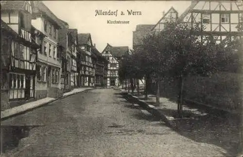 Ak Allendorf an der Werra Hessen, Kirchstraße, Fachwerkhäuser