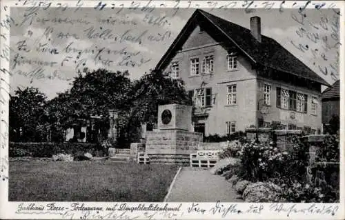 Ak Todenmann Rinteln in Niedersachsen, Gasthaus Reese mit Dingelstedtdenkmal