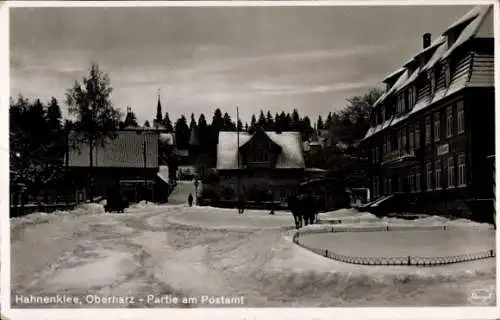 Ak Hahnenklee Bockswiese Goslar im Harz, am Postamt, Winter