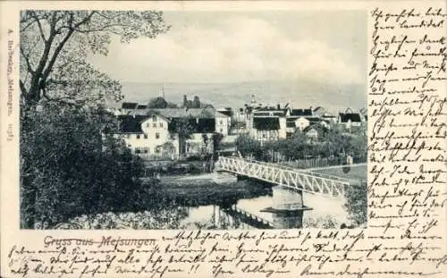Ak Melsungen in Hessen, Teilansicht, Brücke