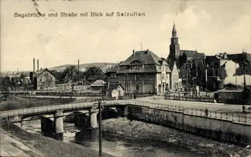 Ak Bad Salzuflen in Lippe, Teilansicht, Begabrücke, Kirchturm