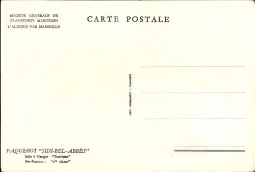 Ak Dampfer Sidi-Bel-Abbes, Société Générale des Transports Maritimes, SGTM