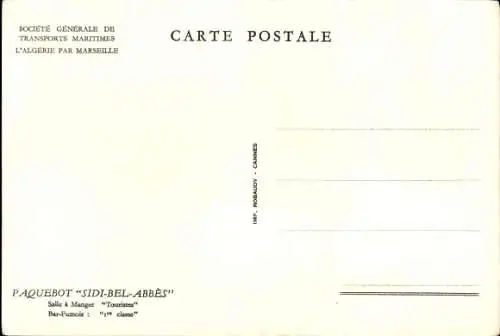 Ak Dampfer Sidi-Bel-Abbes, Société Générale des Transports Maritimes, SGTM