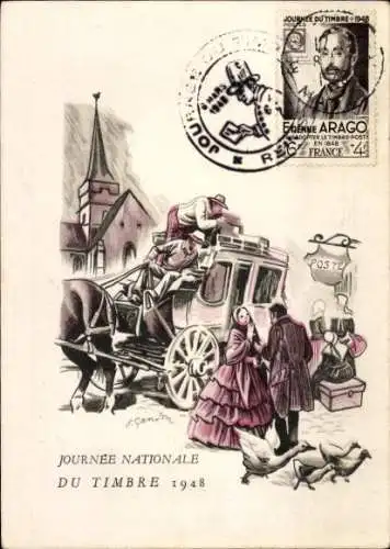 Ak Nationaler Briefmarkentag 1948, Ausstellung, Reims