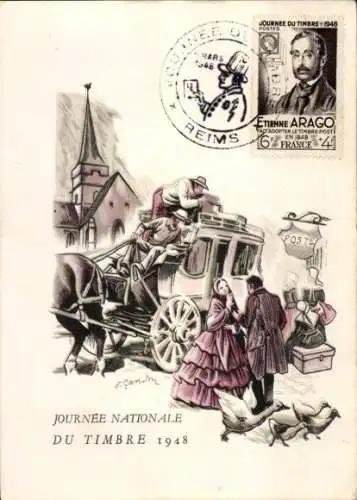 Ak Nationaler Briefmarkentag 1948, Ausstellung, Reims