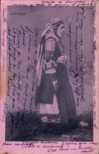 Ak Frau in mazedonischer Volkstracht