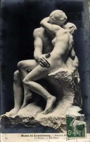 Ak Plastik von Rodin, Der Kuss