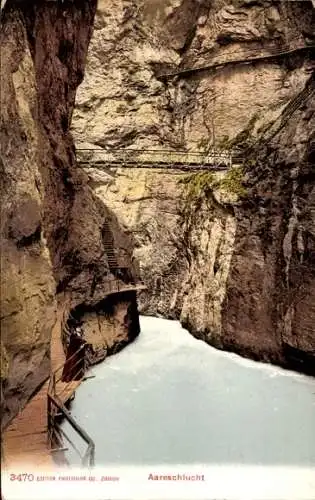 Ak Meiringen Kanton Bern,  Aareschlucht