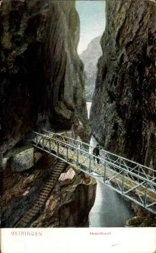 Ak Meiringen Kanton Bern, Aareschlucht, Brücke