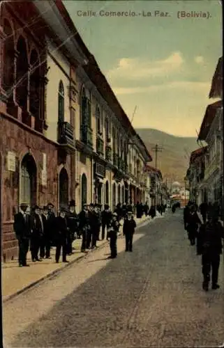 Ak La Paz Bolivien, Calle Comercio, Straßenpartie