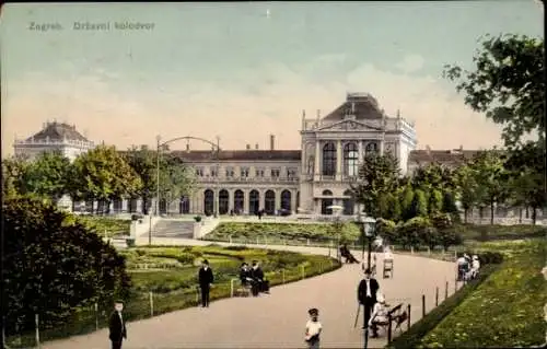 Ak Zagreb Kroatien, Staatsbahnhof