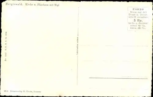 Ak Kriens Kanton Luzern, Hergiswald, Kirche und Pfarrhaus mit Rigi