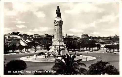 Ak Lisboa Lissabon Portugal, Praça Marquês de Pombal