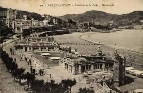 Ak Donostia San Sebastián Baskenland, Balneario de la Perla und Miraconcha