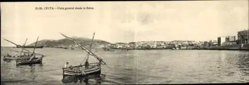 Klapp Ak Ceuta, Panorama von der Bucht gesehen