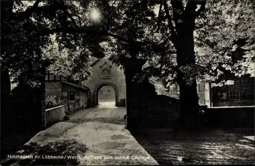 Ak Bad Holzhausen Preußisch Oldendorf in Westfalen, Westliche Auffahrt zum Schloss Crollage