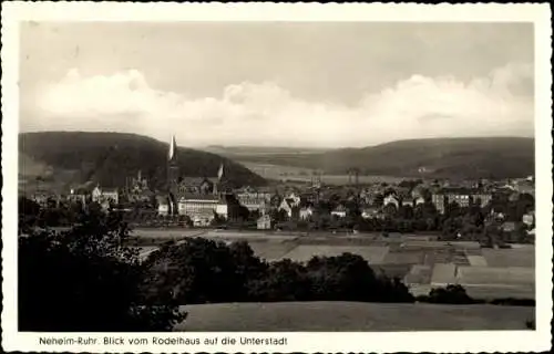 Ak Neheim an der Ruhr Arnsberg Sauerland, Blick vom Rodelhaus auf die Unterstadt