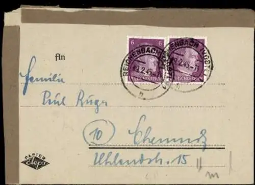 Michel Nr. 785 (2) "Reichenbach (Vogtl.) 9.2.45"