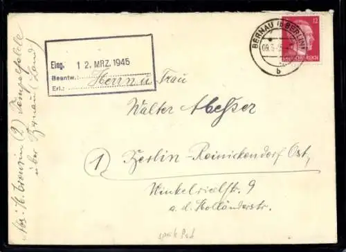 Michel Nr. 827 "Bernau (b. Berlin) 9.3.45" (Inhalt)