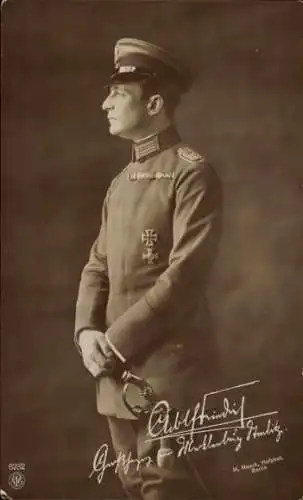 Ak Adolf Friedrich VI, Großherzog von Mecklenburg-Strelitz, Uniform