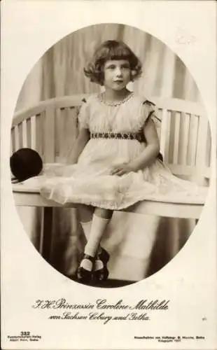 Ak Prinzessin Caroline Mathilde von Sachsen Coburg Gotha, Kinderportrait