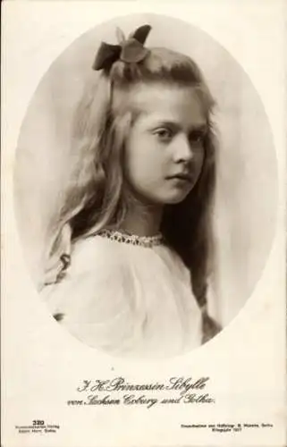 Ak Prinzessin Sibylle von Sachsen Coburg Gotha, Portrait